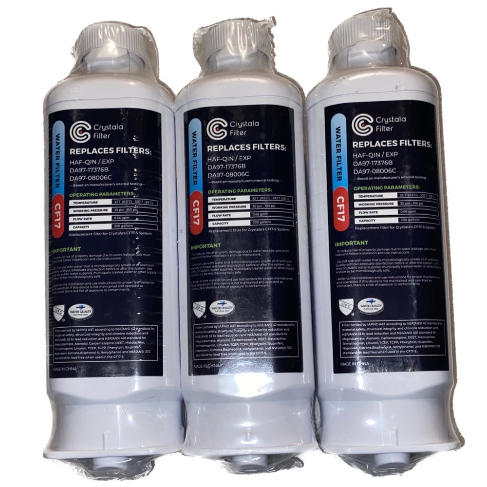Crystala CF17 Water Filter for Samsung DA97-17376B HAF-QIN/EXP, DA97-08006C 3PK